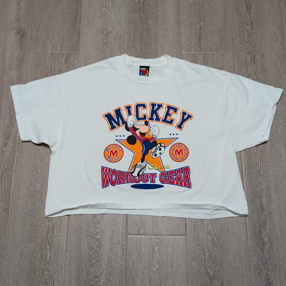 Vintage Y2K Mickey Unlimited Cropped Workout Gear T-Shirt Womens OS XL Tee